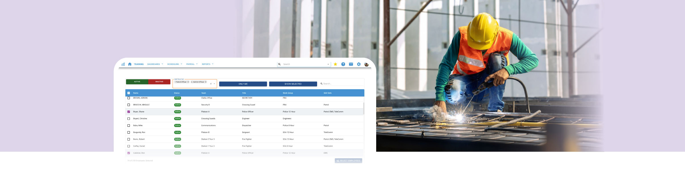 a screenshot of the VCS scheduling software