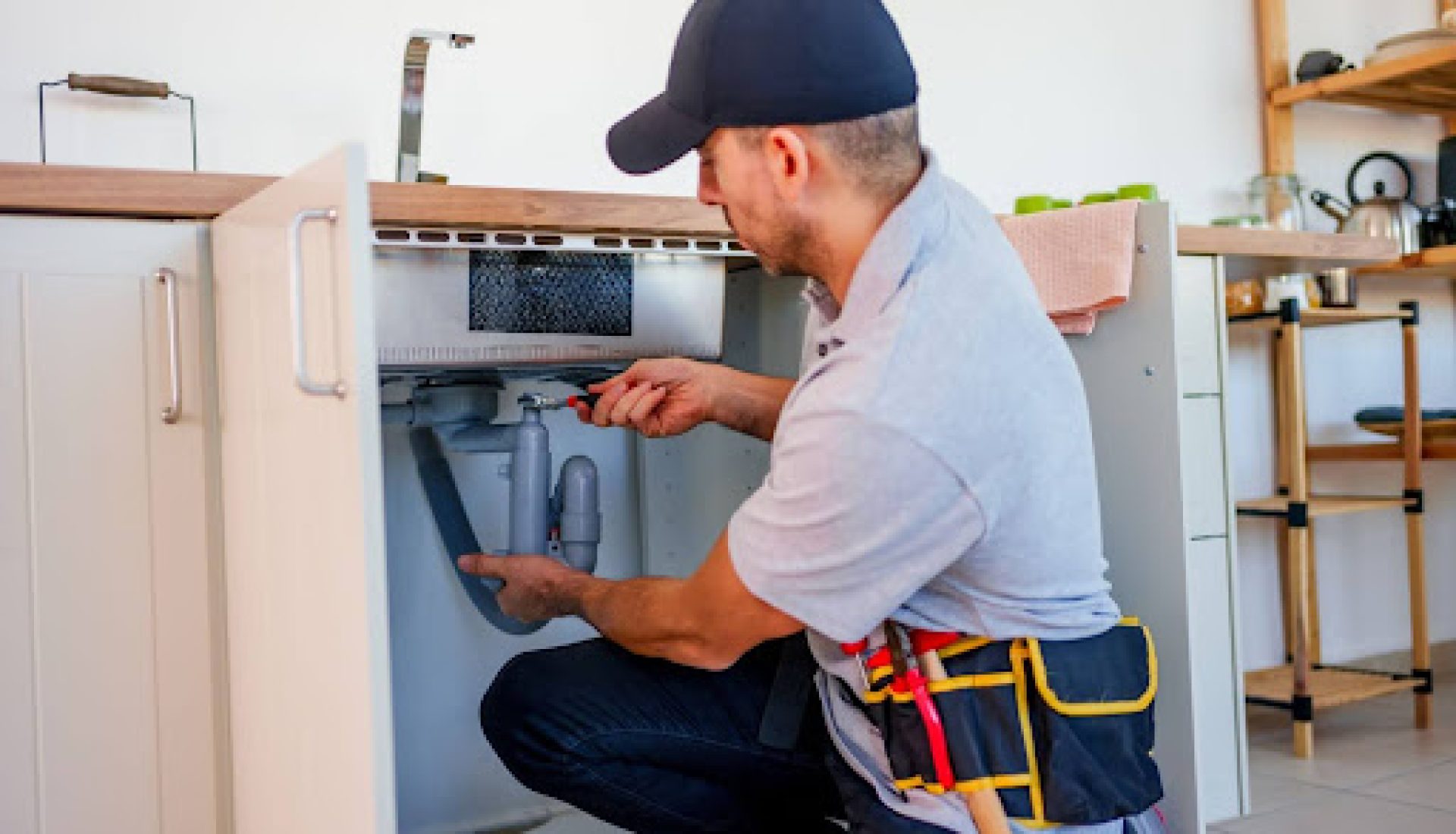 HVAC service technician at work